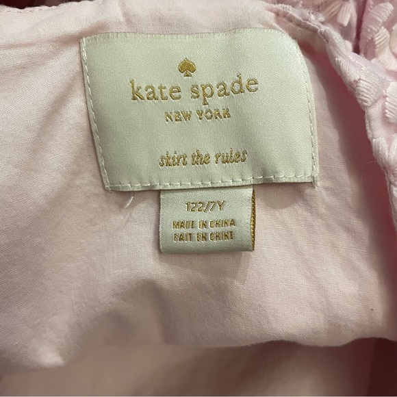 Kate Spade Girls Pink Billie Bow Embroidered Lace Dress Size 7 - Picture 2 of 7